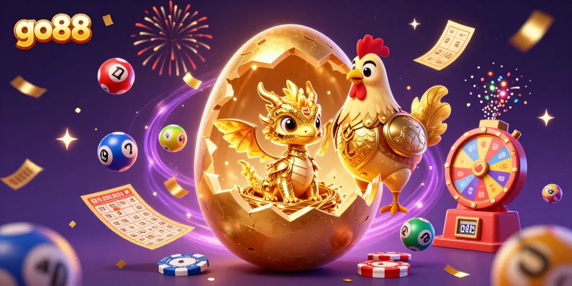 Win big with go88 in a vibrant casino scene full of golden dragons and exciting lottery games.