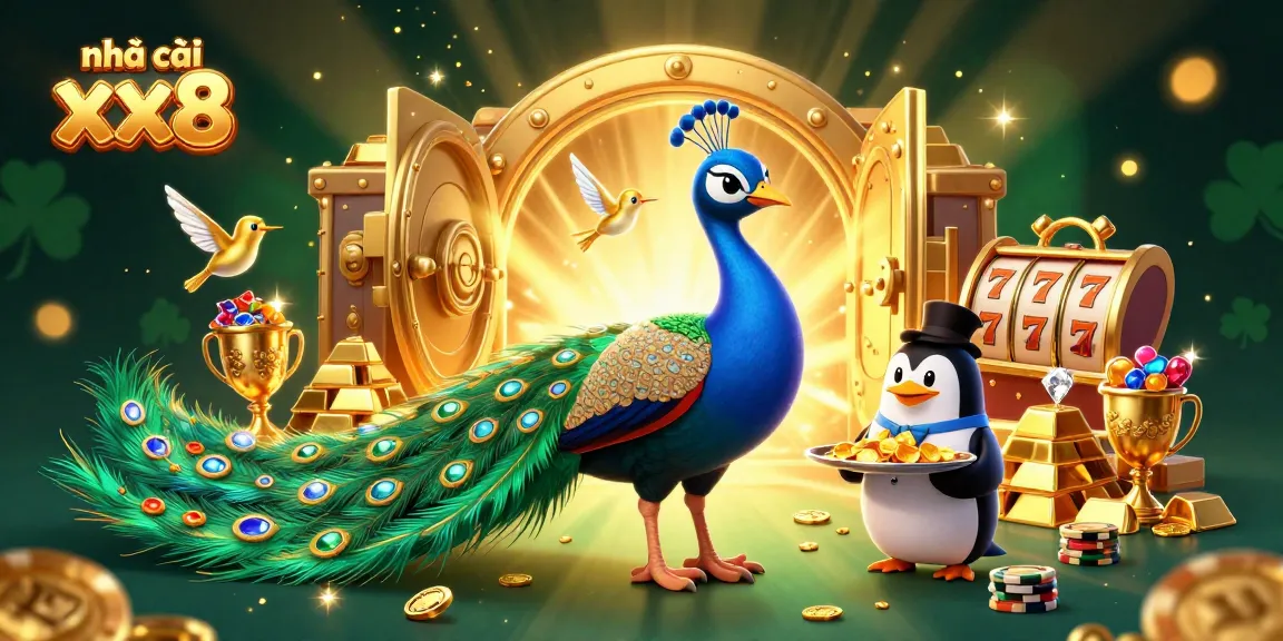 Experience the thrills of nhà cái xx8 as a vibrant casino scene unfolds with rich 3D characters and treasures.