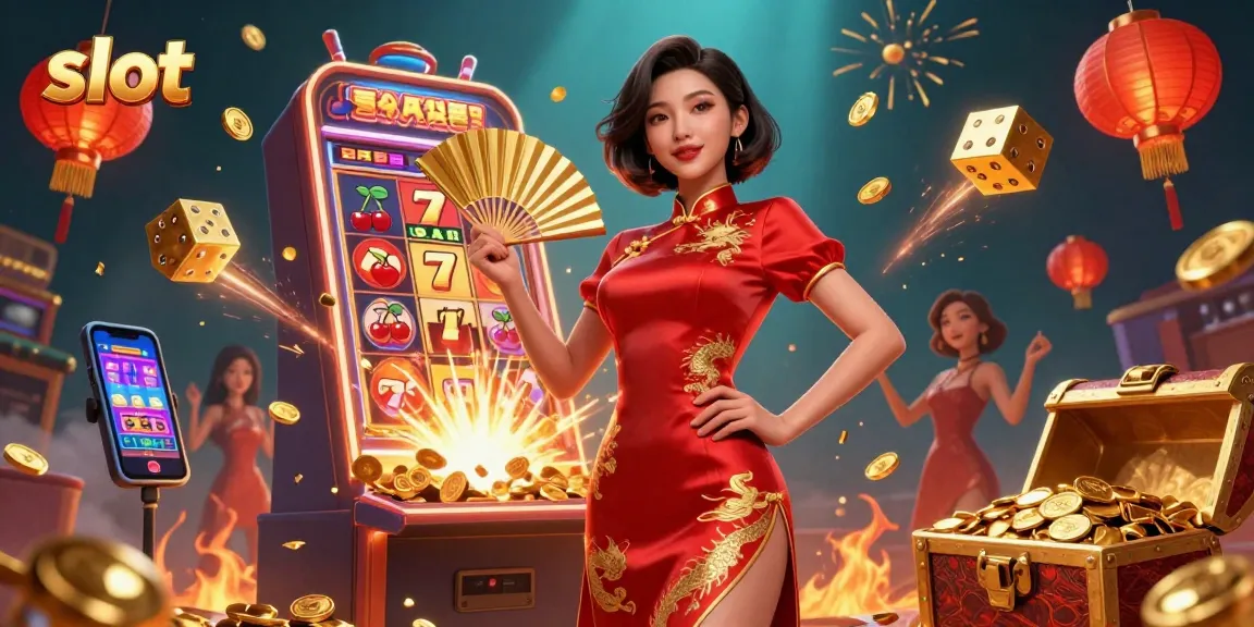 Spin for jackpots at the slot machine with vibrant visuals and a confident player.