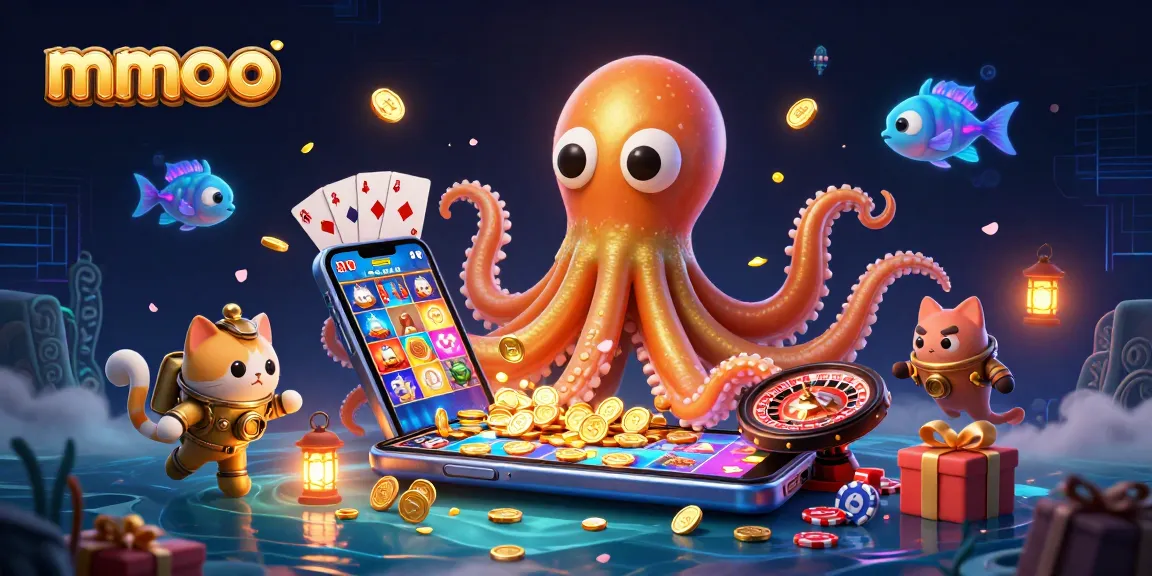 Engage with mmoo’s thrilling online gaming experience, featuring a kraken, diving cat, and vibrant slot games.