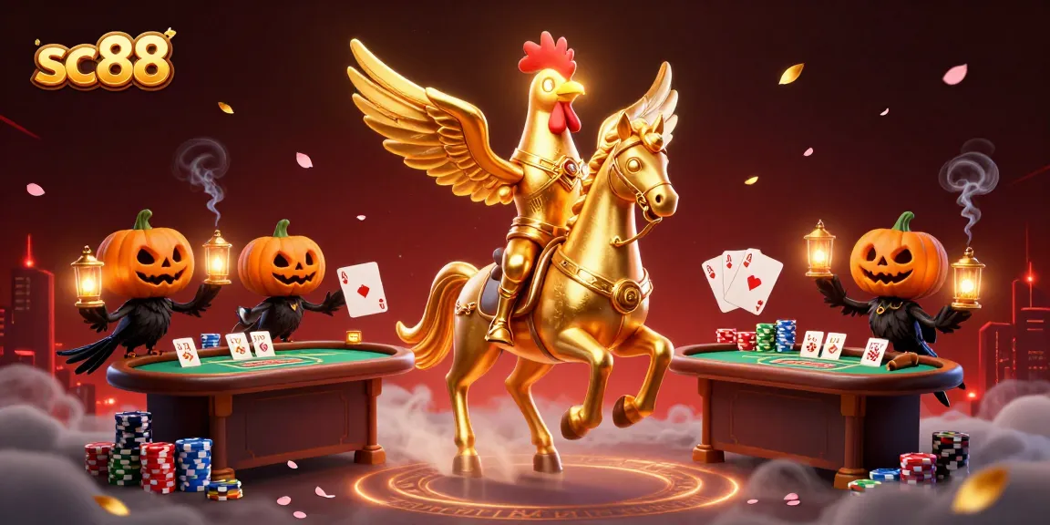 Experience excitement at SC88 with golden rooster characters and dynamic casino elements.