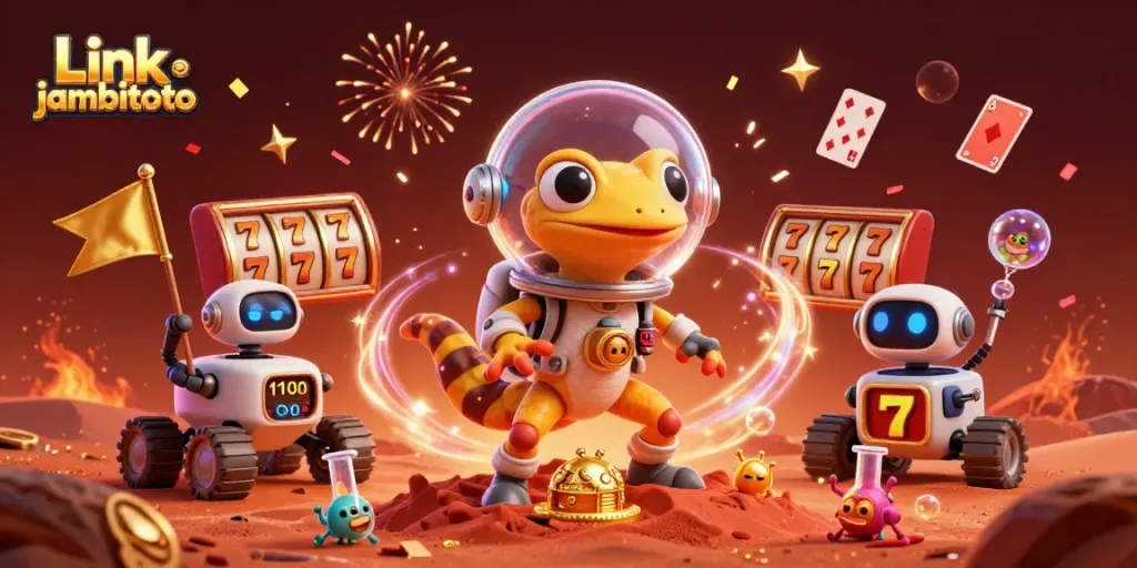 Experience the excitement of Link jambitoto with a Martian gecko discovering a golden casino.