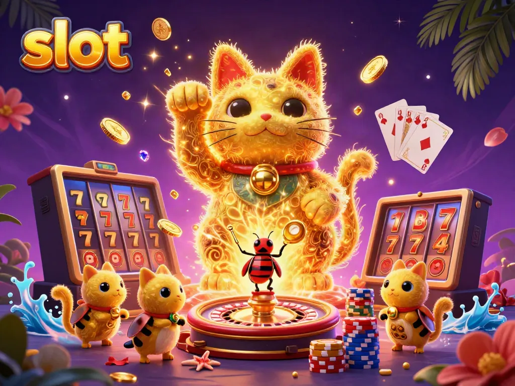Win big with slot's dynamic scene featuring charming characters, coins, and colorful symbols!