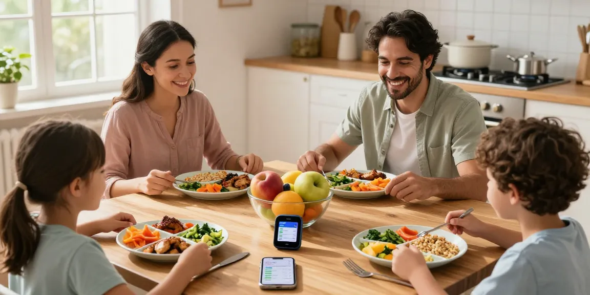 Balanced meals served on Portion Control Plate in a cozy family kitchen