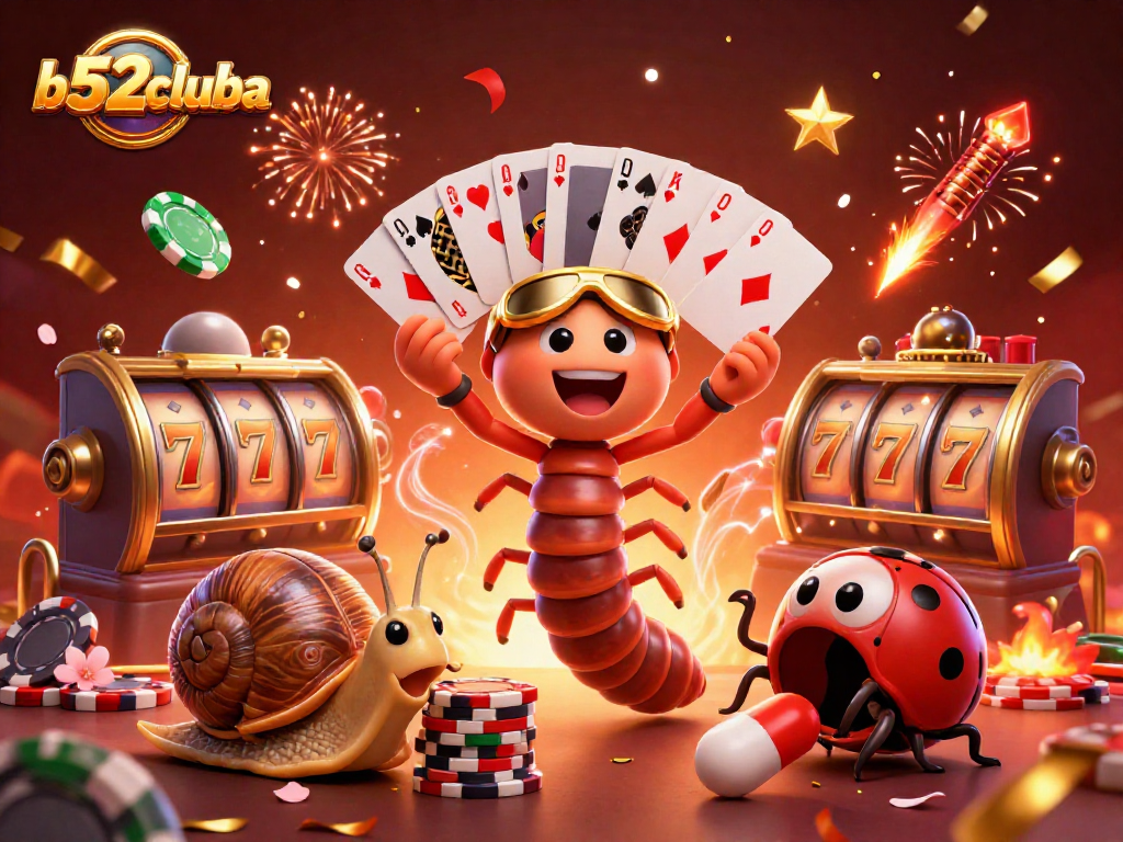 Experience thrilling gameplay at b52cluba with a vibrant casino illustration featuring a lively dealer and high-roller.
