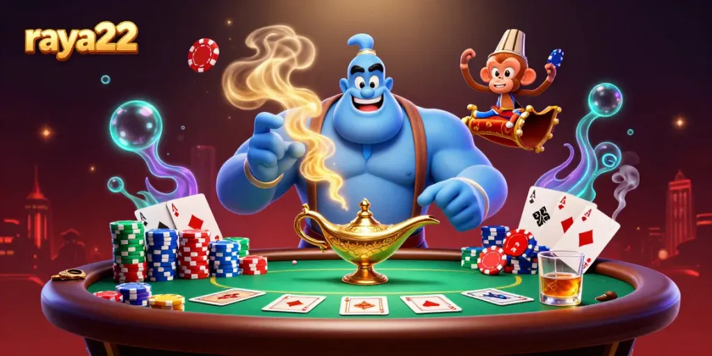 Raya22 menyediakan pengalaman bermain kasino yang luar biasa dengan genie, koin emas, dan poker.
