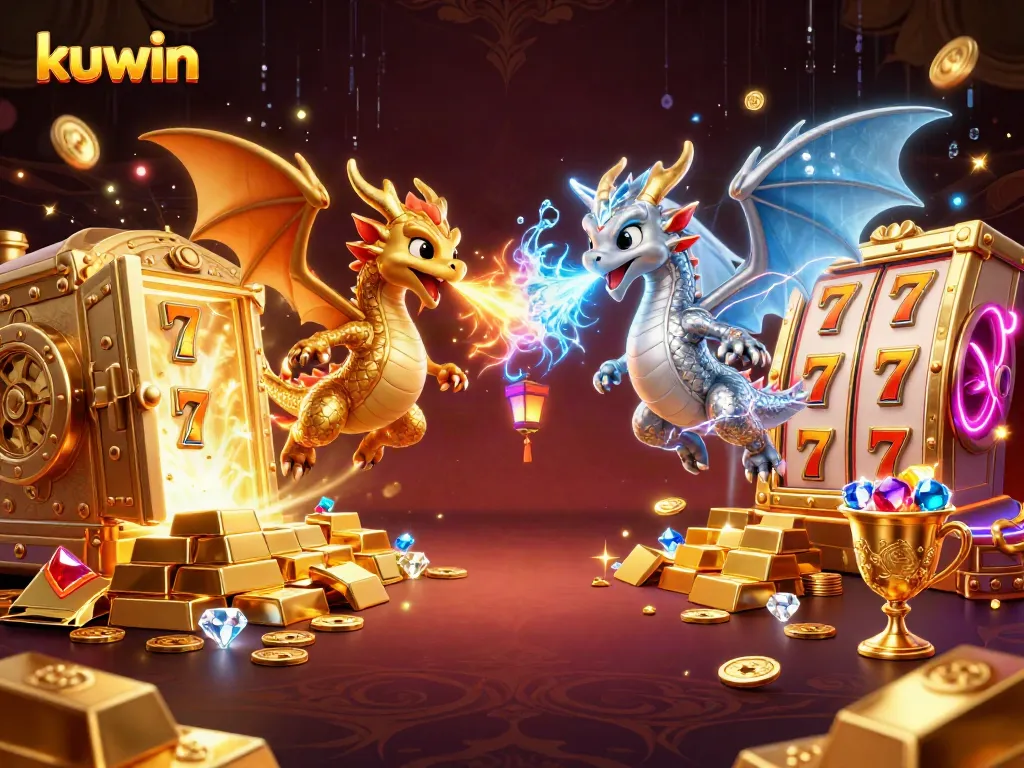 Unleash the excitement of kuwin with vibrant dragons amidst dazzling casino elements.
