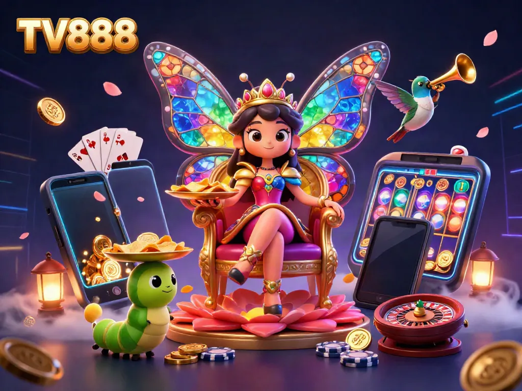 Experience excitement at TV888 with a vibrant butterfly queen and dynamic casino games.