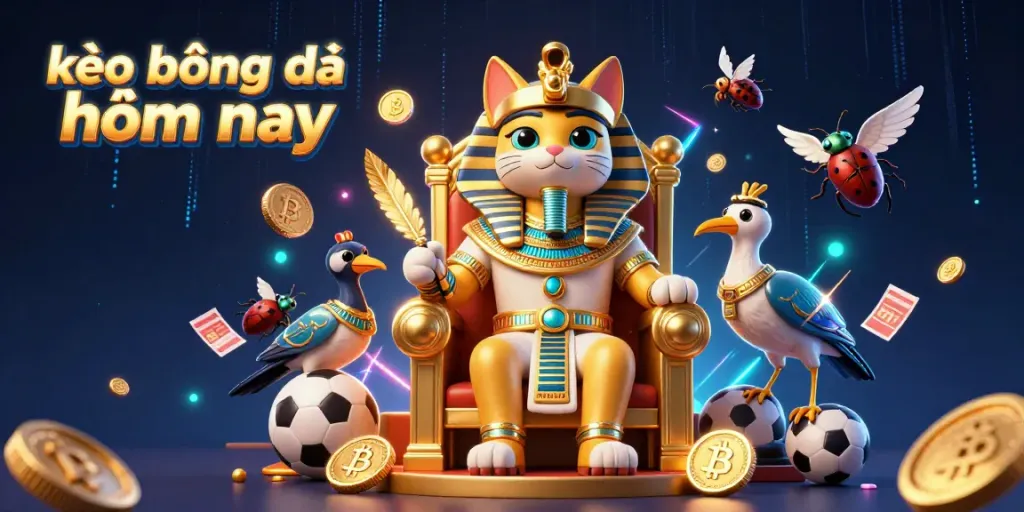 Engage with today's sports betting using creative elements like kèo bóng đá hôm nay, featuring a throne scene with vibrant energy.