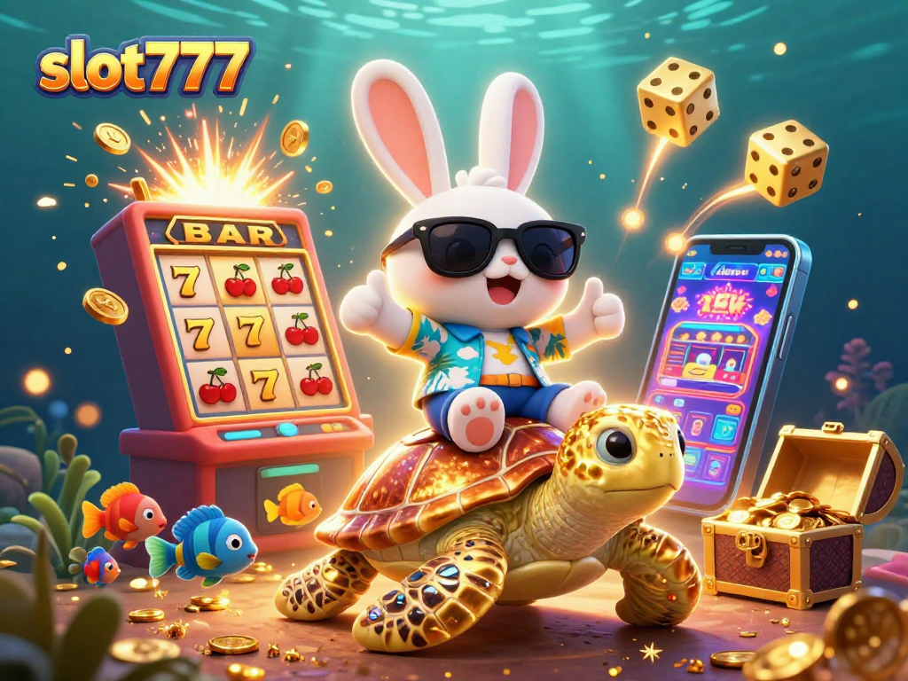 Experience thrilling jackpots with slot777 in a vibrant 3D casino scene full of excitement and fun.