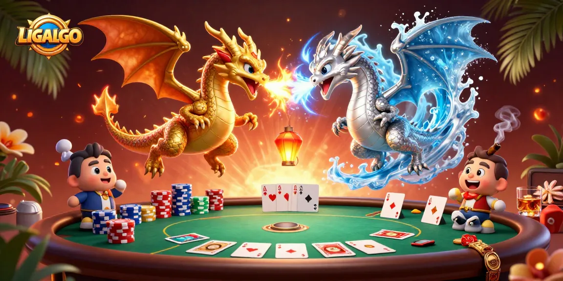 LIGALGO showcases a vibrant scene of poker action with dragons and dynamic gaming elements.