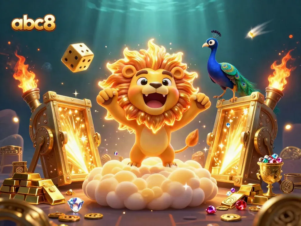 Experience dynamic gaming thrills with abc8 in a vibrant casino-themed illustration