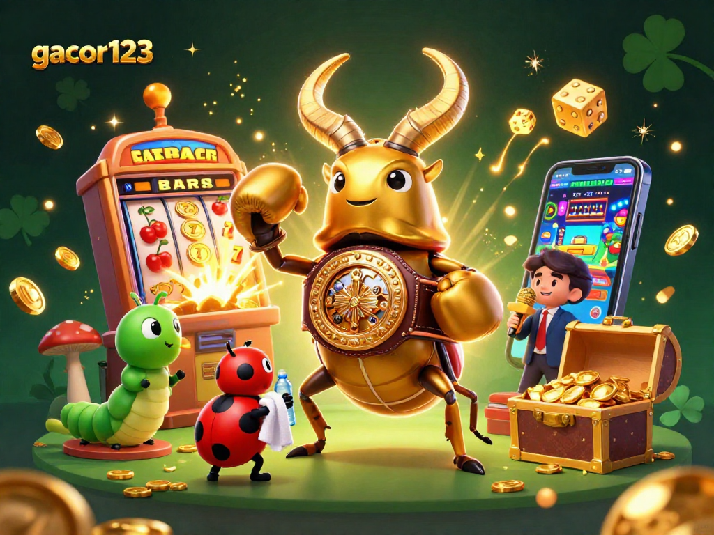 gacor123 players claim jackpot from dynamic slot machines and winning elements in lively casino scene
