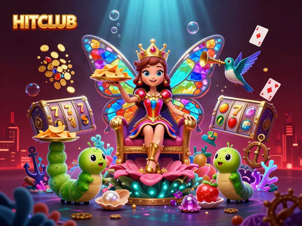 Engage with the vibrant HITCLUB casino scene featuring dynamic characters and slot elements for thrilling gameplay.