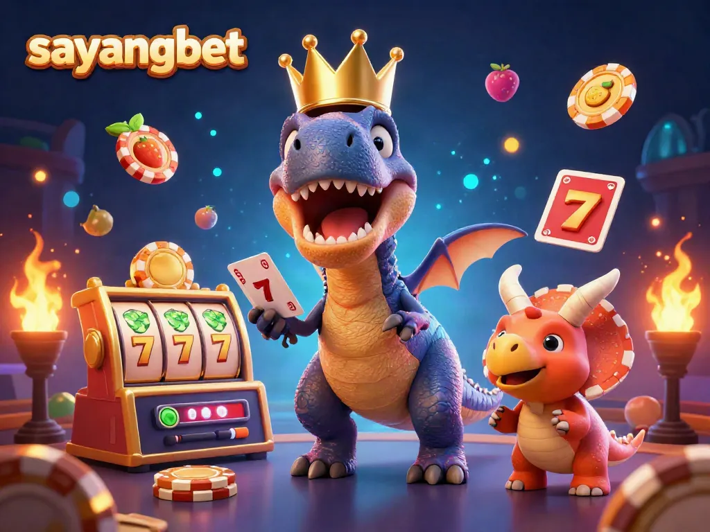 Experience gaming with sayangbet through playful characters, cards, and vibrant casino elements in 3D.
