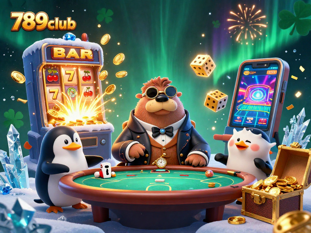 Experience gaming excitement with 789club featuring a whimsical walrus at a poker table.
