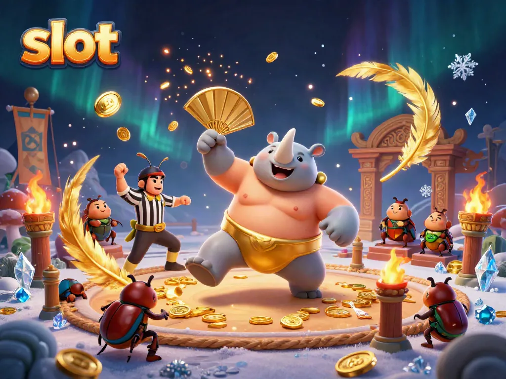 Memenangkan slot di arena dengan serangan kejuaraan dari kumbang badak kartun 3D.