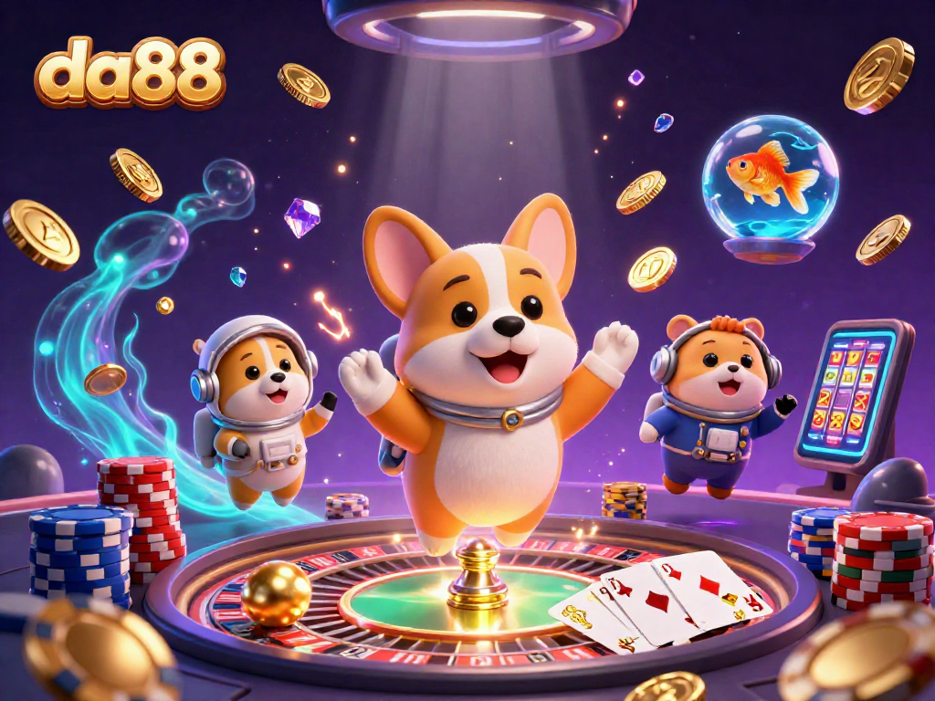 Experience thrilling gameplay at da88 with cartoon characters in a vibrant casino scene.