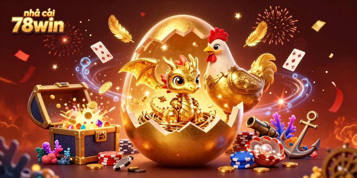 Engage with the nhà cái 78win experience featuring a golden dragon on poker chips amidst vibrant casino elements.