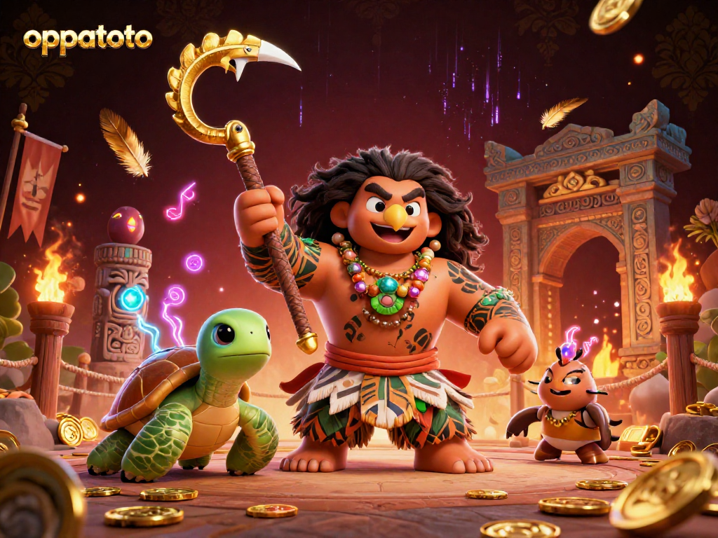 Experience the thrills of oppatoto with vibrant characters and dynamic gameplay elements in this 3D casino illustration.