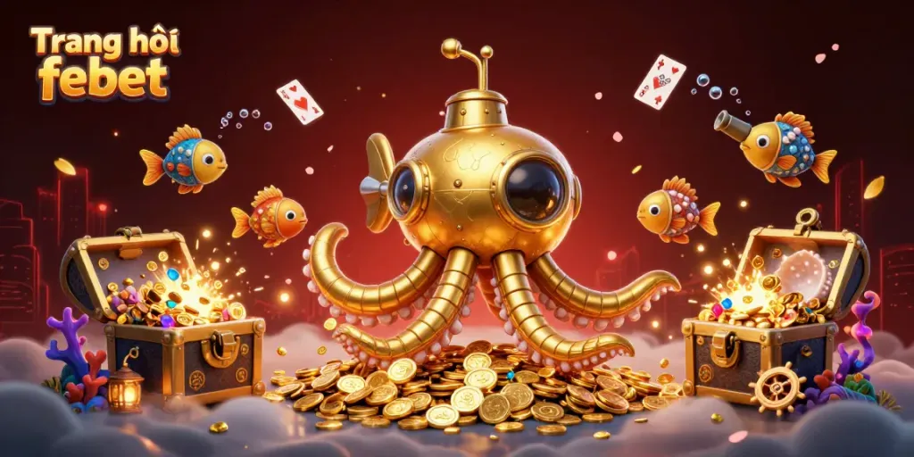 Experience thrilling online gameplay with Trang chủ febet's golden kraken submarine and mechanical fish in a treasure-filled sea.