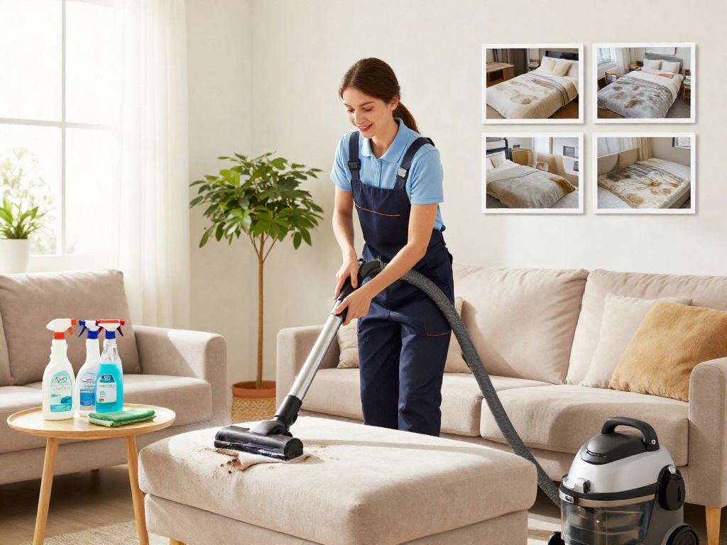 Profesjonalne pranie tapicerki przez Panda Cleaner w przyjemnym wnętrzu.