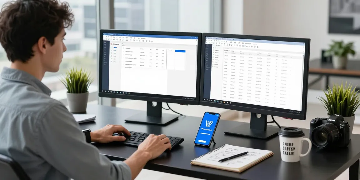WPS Download in a digital workspace featuring dual monitors and productivity tools.
