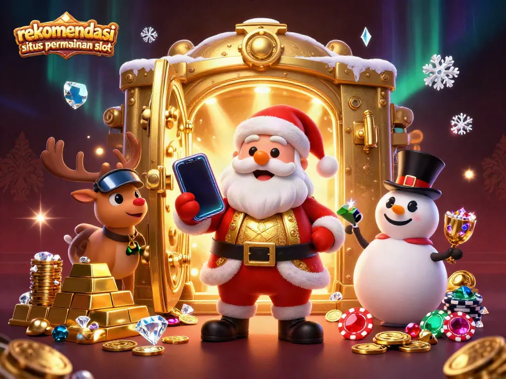 Hasilkan hiburan menyenangkan dengan rekomendasi situs permainan slot dalam ilustrasi kasino digital 3D.