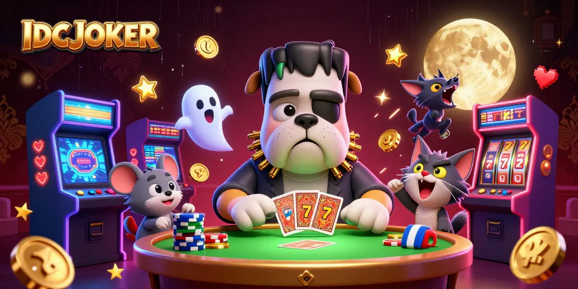 IDCJOKER showcases a lively 3D casino scene with engaging characters, vivid slots, and vibrant energy.