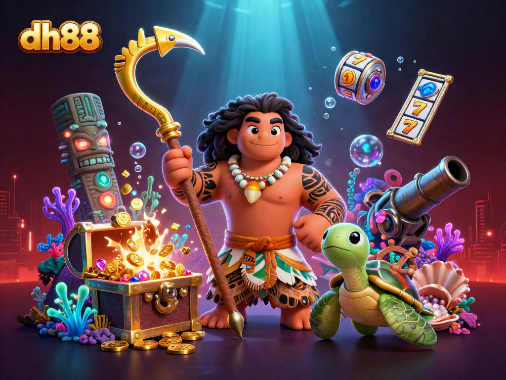 Engage with dh88's dynamic casino adventure featuring a Hawaiian demigod and treasures!