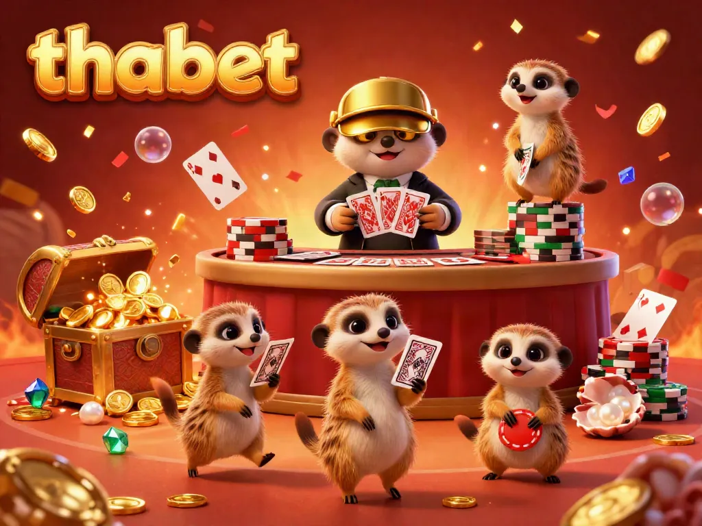 Experience vibrant casino excitement at thabet with cartoon meerkats bringing the gaming world to life.