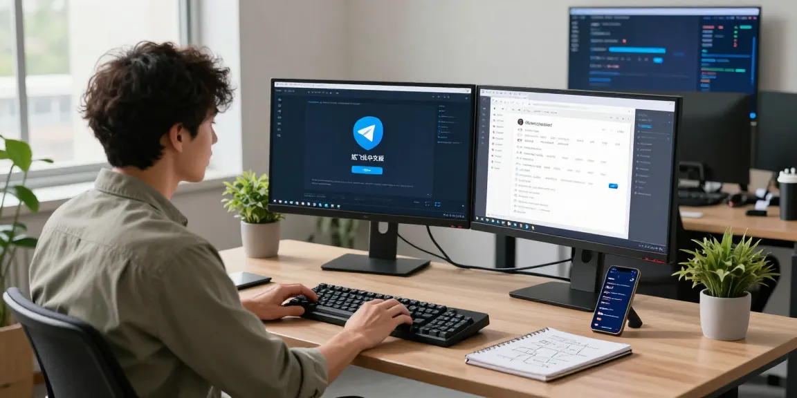 Developer coding the 纸飞机中文版 app in a modern workspace, showcasing technology and productivity.