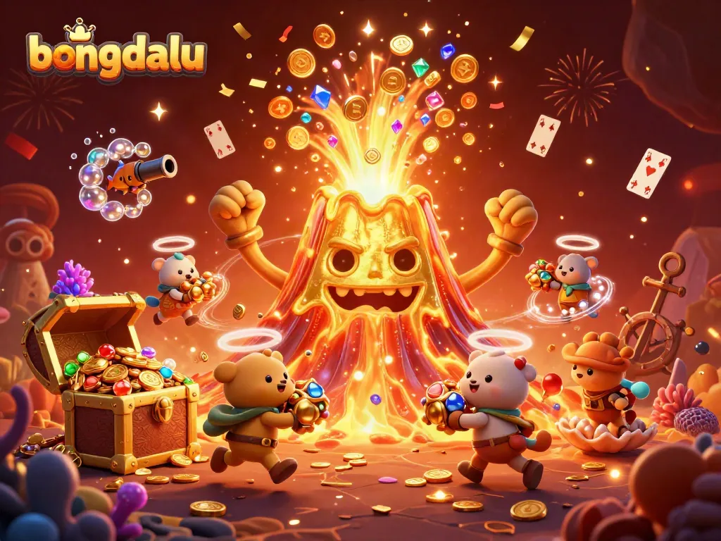 Experience the excitement at Bongdalu with treasure-filled volcanoes and dynamic casino elements.
