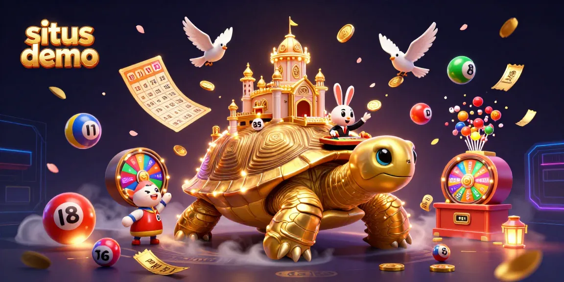 Experience the vibrant excitement of situs demo with a golden tortoise casino scene full of lively lottery elements.