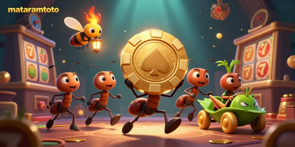 Join the mataramtoto heist as ants pull off a casino adventure with giant poker chips.