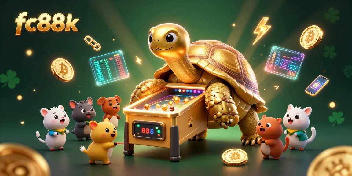 Experience thrilling gameplay at fc88k with a vibrant 3D casino scene featuring a golden tortoise pinball machine.