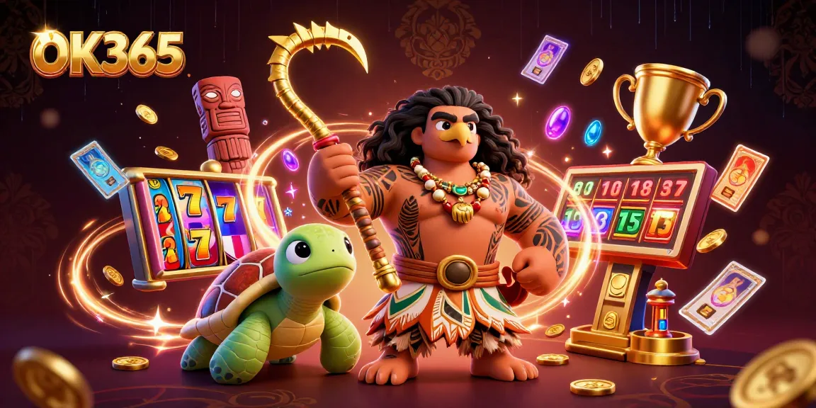 Experience exciting online gaming with OK365 featuring a dynamic casino scene with vibrant characters.