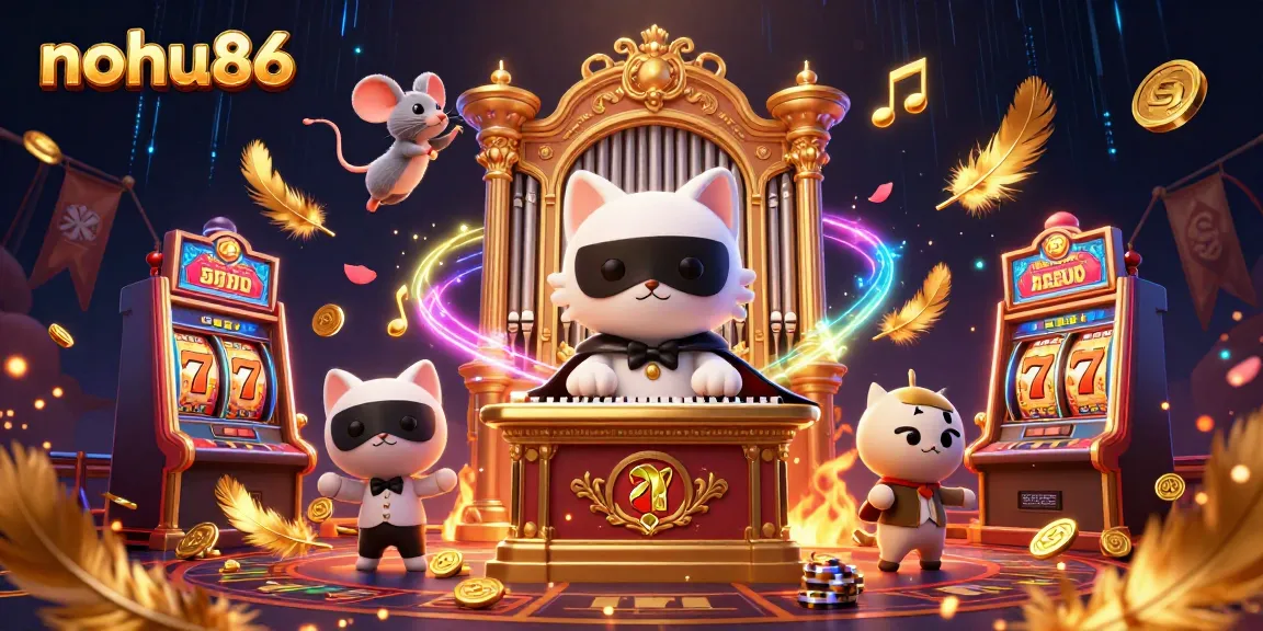 Experience the thrill with nohu86's captivating casino scene featuring dynamic characters and slot elements.