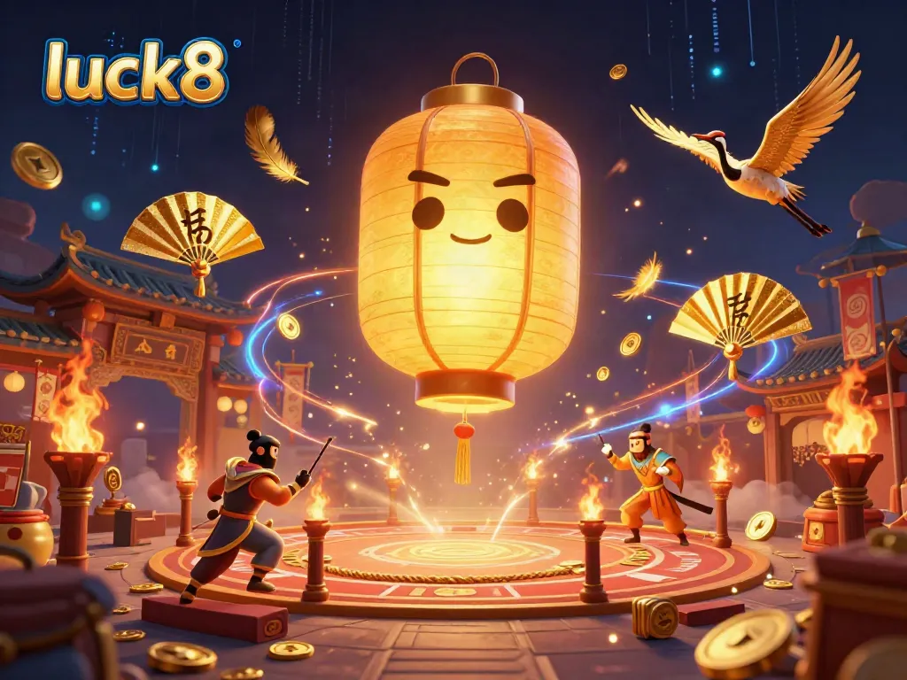 Experience the world of luck8 with vibrant action and excitement in this casino-themed illustration.