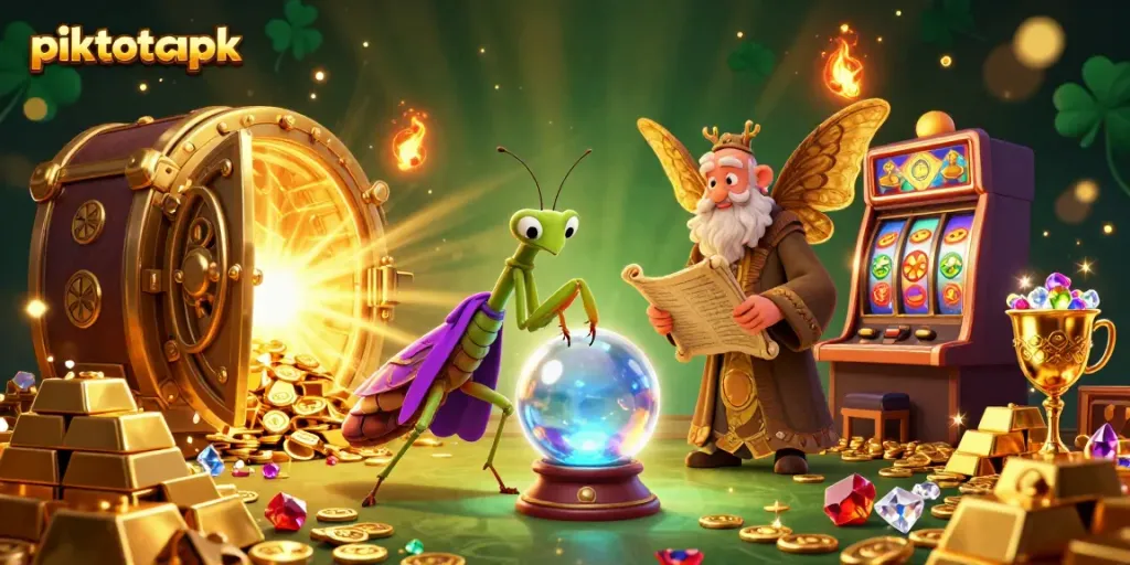 Experience the magic of piktotoapk with a vibrant casino scene featuring cherished fortune and wisdom.