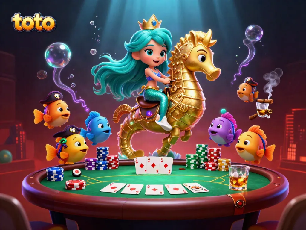 Experience the thrill of toto with a vibrant underwater casino scene featuring a mermaid princess and poker elements.