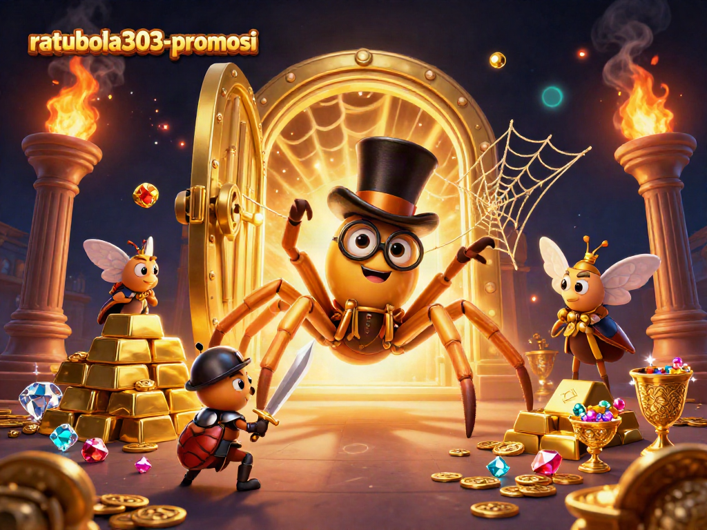 Permainan kasino yang menarik dengan ratubola303-promosi, tarantula emas dan ksatria berani dalam aksi.