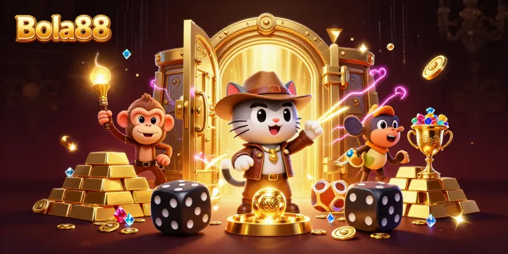 Experience exciting adventures with Bola88, as a cat archaeologist uncovers treasures in a casino