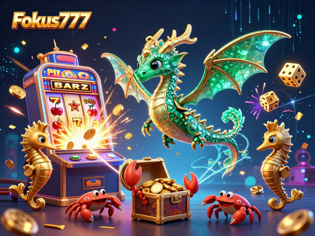 Experience the thrill of Focus777 with a vibrant casino scene featuring a mesmerizing sea dragon.