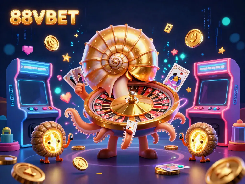 Experience thrilling gameplay at 88VBET with our vibrant and dynamic 3D casino illustration.