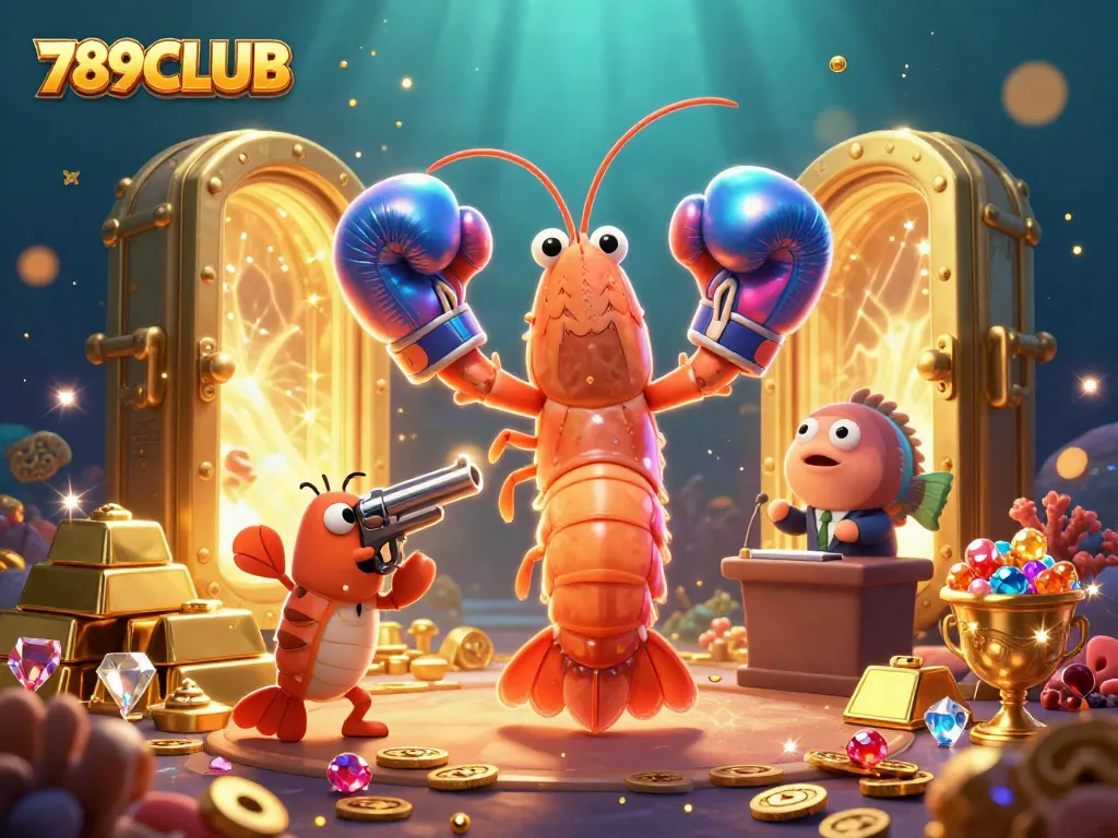 Experience excitement at 789CLUB with vibrant treasures and animated characters in a dazzling casino scene.
