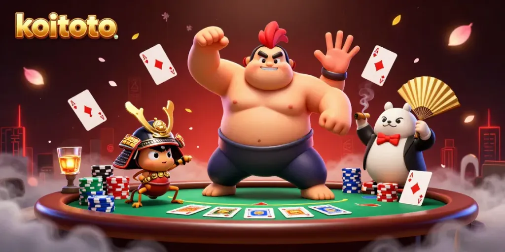 Koitoto players engage with thrilling poker action, showcasing vibrant card tables and high-stakes excitement.