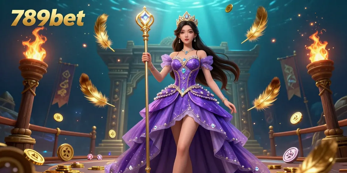 Experience thrilling gambling with 789bet, featuring a majestic female character surrounded by gold coins, vibrant game elements.
