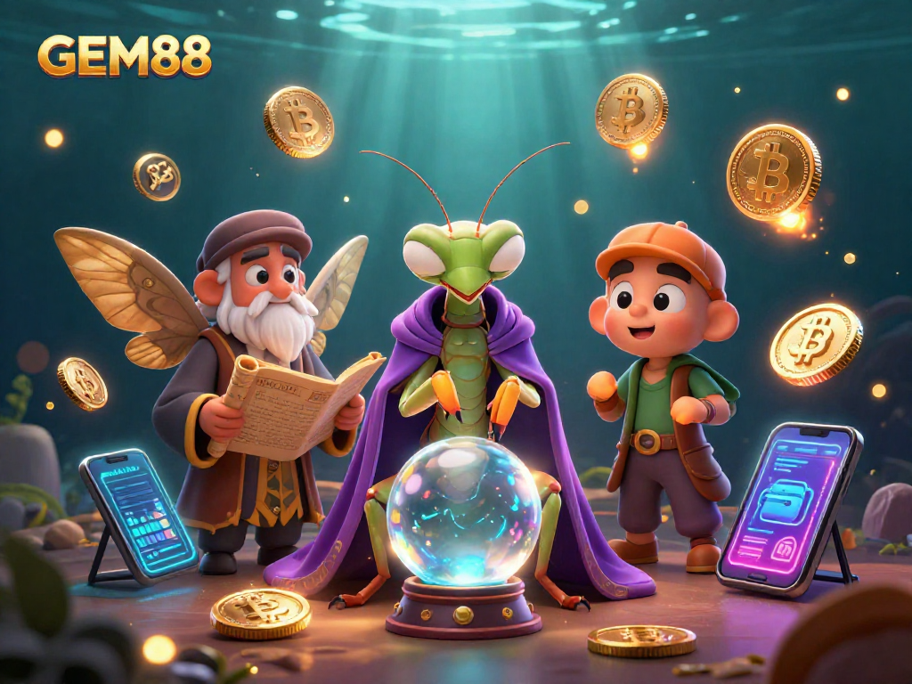 Enhance your chances with GEM88 as the fortune teller and wise librarian unveil crypto gaming secrets.