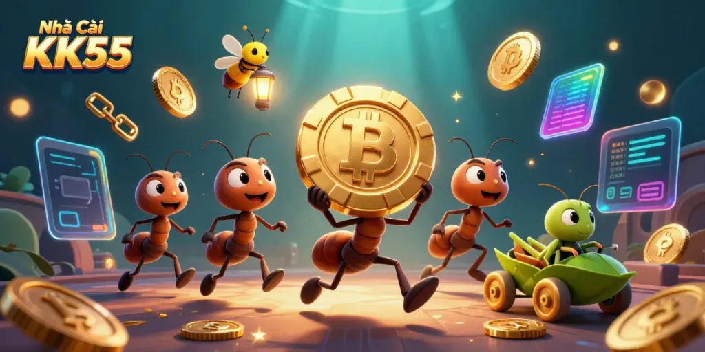 Engaging illustration featuring a heist by ants, showcasing Nhà Cái KK55's captivating gaming elements.